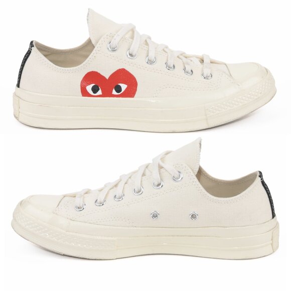 Converse x CDG Play Chuck Taylor Low White Red Heart M 6 W 8 - Picture 4 of 12